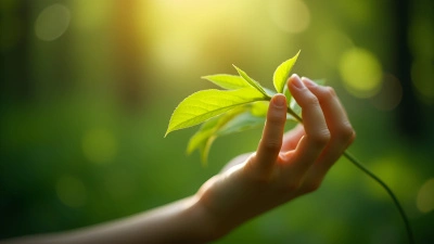 Close-Up Green Leaves Held by Hand