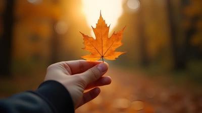 Close-Up Hand Holding Brown Autumn Leaf