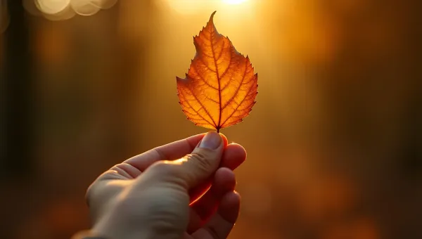 Close-Up Hand Holding Dry Autumn Leaf