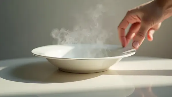 Close-Up Hand Holding White Saucer
