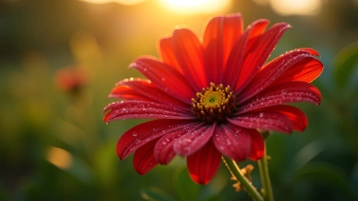 Close-Up Red Flower With Sunlight