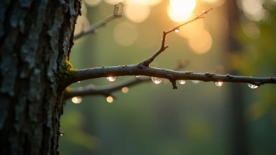 Close-Up Water Droplets on Tree Branches
