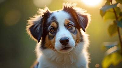 Close-Up White and Black Dog With Expressive Eyes