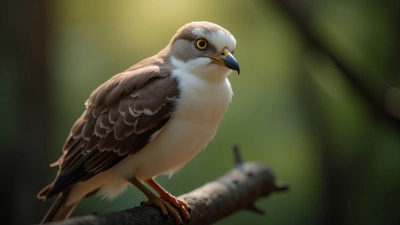 Close-Up White Brown Bird Perched