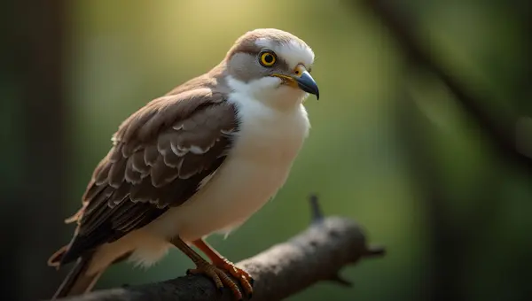 Close-Up White Brown Bird Perched