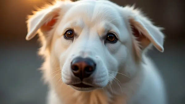 Close-Up White Dog With Expressive Eyes