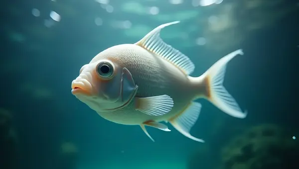 Close-Up White Gray Fish in Clear Water
