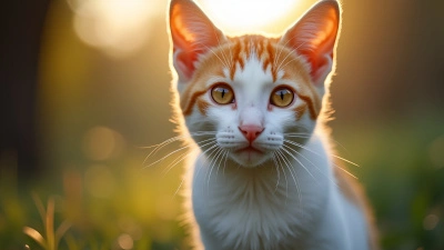 Close-Up White Orange Cat With Bright Eyes