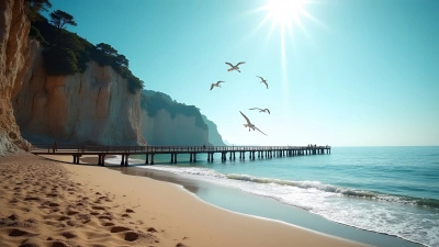Coastal Cliffs with Wooden Dock Over Calm Ocean