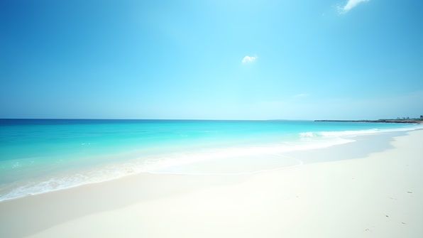 Coastal Landscape With Calm Blue Ocean And White Sandy Beach