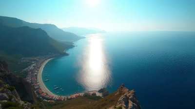 Coastal Town Aerial View Over Blue Sea
