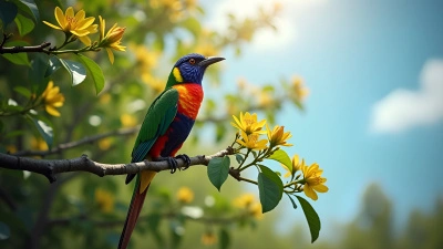 Colorful Bird With Vibrant Feathers On Branch