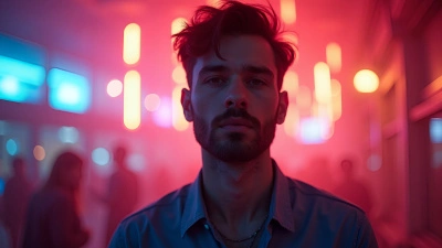 Colorful Bokeh Lights Behind Calm Man