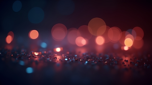 Soft colorful bokeh lights gently blur against a dark background creating a dreamy festive ambiance