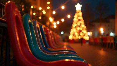 Colorful Chairs Arranged Before Sparkling Christmas Tree