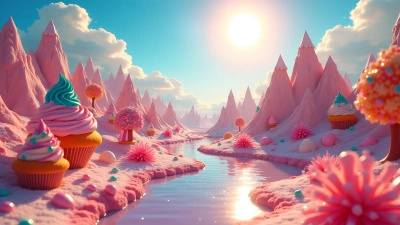 Colorful Dessert Landscape With Candy Mountains