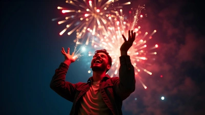 Colorful Fireworks Celebration With Joyful Man