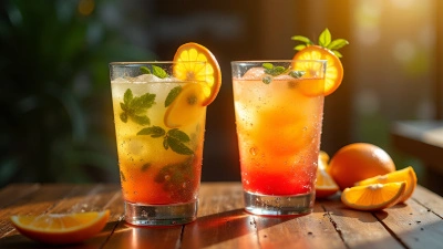 Colorful Refreshing Beverages In Clear Glasses