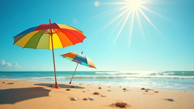 Colorful Umbrellas on Sunny Beach Sand