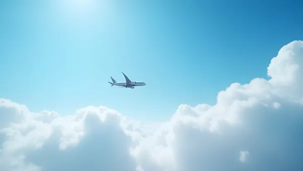 Commercial Airplane Soaring Above White Clouds