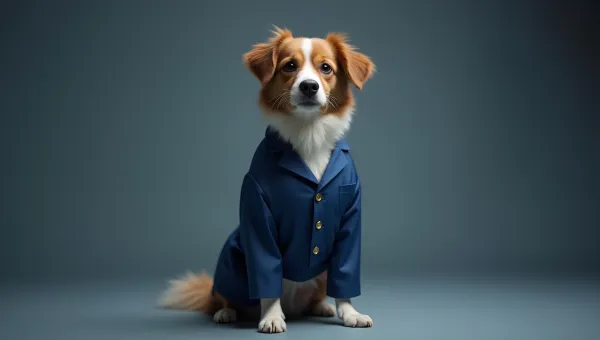 Confident Dog in Tailored Blue Suit