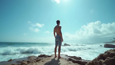 Confident Man on Rocky Seashore with Waves