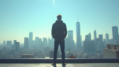 Confident Man on Rooftop Overlooking City Skyline