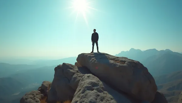 Confident Man On Rugged Rock Formation Outdoors