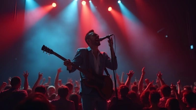 Confident Man Singing And Playing Guitar On Stage
