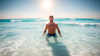 Confident Man Standing In Clear Ocean