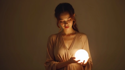 Confident Woman Holding Glowing White Globe