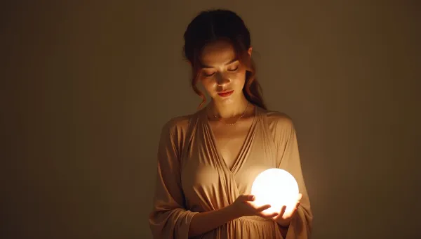 Confident Woman Holding Glowing White Globe