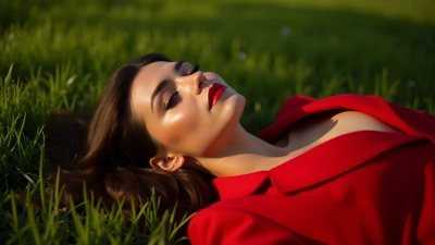 Confident Woman in Red Blazer Relaxing Outdoors