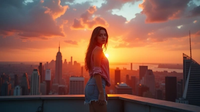Confident Woman On Rooftop At Sunset