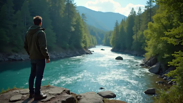 Contemplative Man by Flowing Blue River