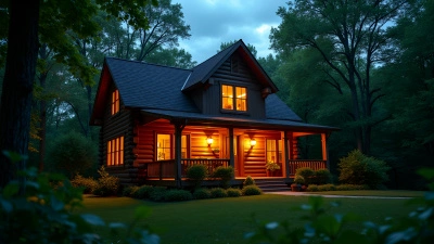 Cozy Brown House With Warm Lighting At Dusk