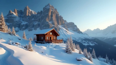 Cozy Brown Wooden House Near Snowy Mountain