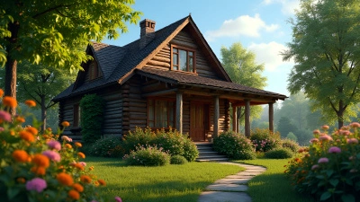 Cozy Brown Wooden House Surrounded by Greenery