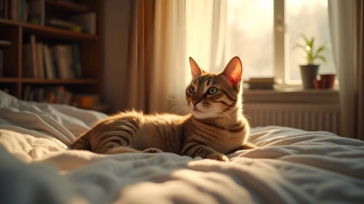 Cozy Domestic Cat Resting On Soft Bed