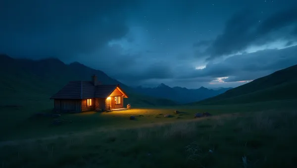 Cozy House Lights Amid Rolling Green Hills