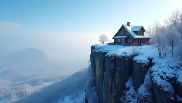 Cozy Snow-Covered House on Cliff