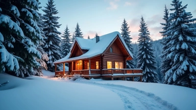 Cozy Wooden Cabin Near Snowy Pine Forest