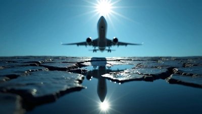 Cracked Rock Reflecting Airplane In Sky