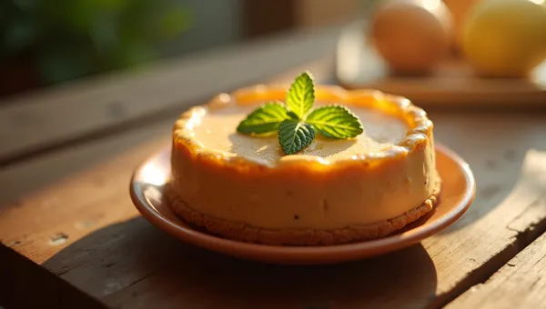 Creamy Brown Dessert On Rustic Table