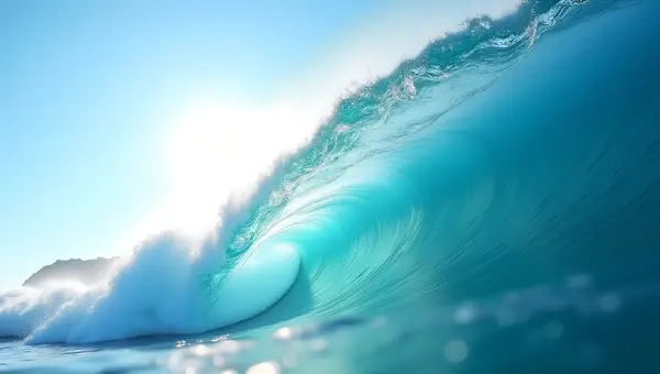 Crystal Clear Ocean Wave Curling Powerfully