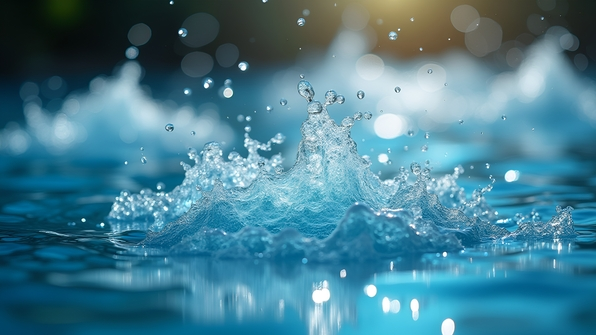 Close-up of crystal clear water bubbling energetically with visible bubbles and ripples