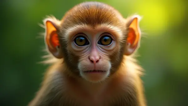 Curious Brown Monkey Close-Up With Expressive Eyes
