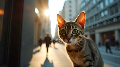 Curious Cat Peering Through Glass Window