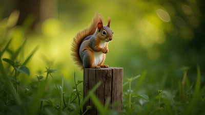 Curious Squirrel on Weathered Wooden Post