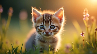 Curious Tabby Kitten Close-Up With Bright Eyes